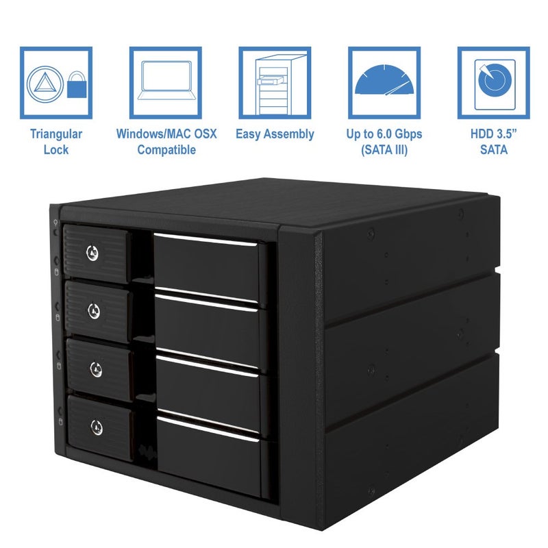 Kingwin SSHD Hard Drive Enclosure Internal Four Mobile Rack For 3.5â€ Solid State Drive/HDD, SATA Enclosure, Support SATA I/II/III & SAS I/II 6 Gbps - Image 5